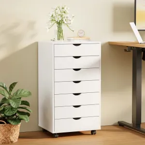 NEW Retails $410 Fully Assembled Ayani 18.8"W 7-Drawer Mobile Makeup Storage File Cabinet, White