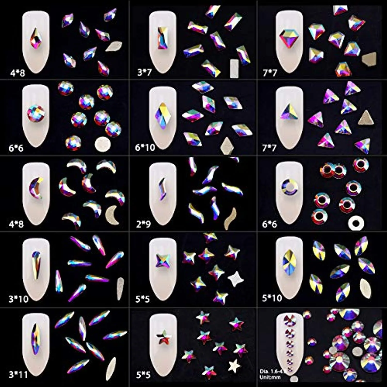Nibiru Nail Rhinestones Kit, 3830pcs Multi Shapes Glass Crystal AB Rhinestones for Nail Decoration Mix Size Flatback Nail Jewels with Professional Wax Pen, Packaged in Diamond Storage Box (crystal ab)