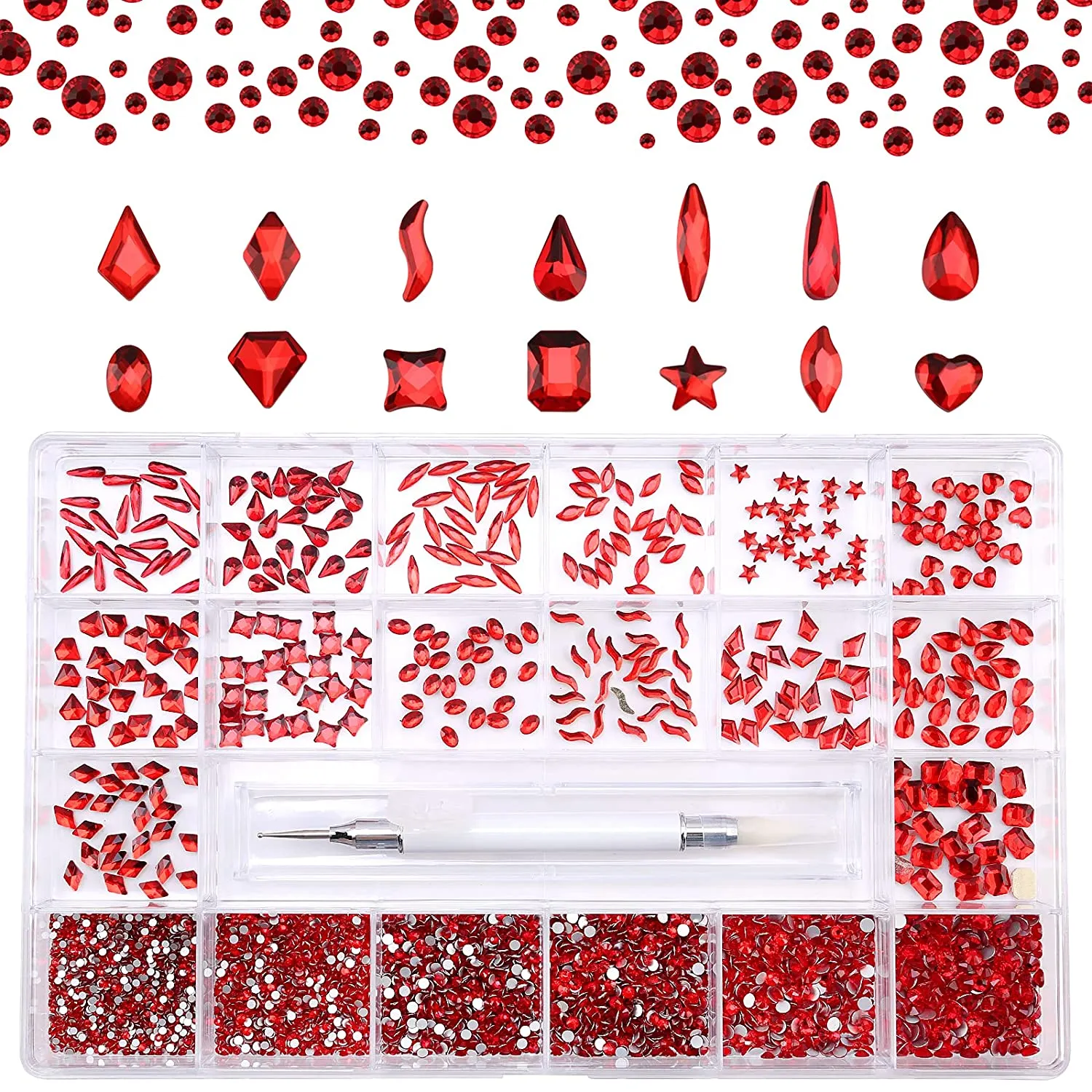 Nibiru Nail Rhinestones Kit, 3830pcs Multi Shapes Glass Crystal AB Rhinestones for Nail Decoration Mix Size Flatback Nail Jewels with Professional Wax Pen, Packaged in Diamond Storage Box (crystal ab)