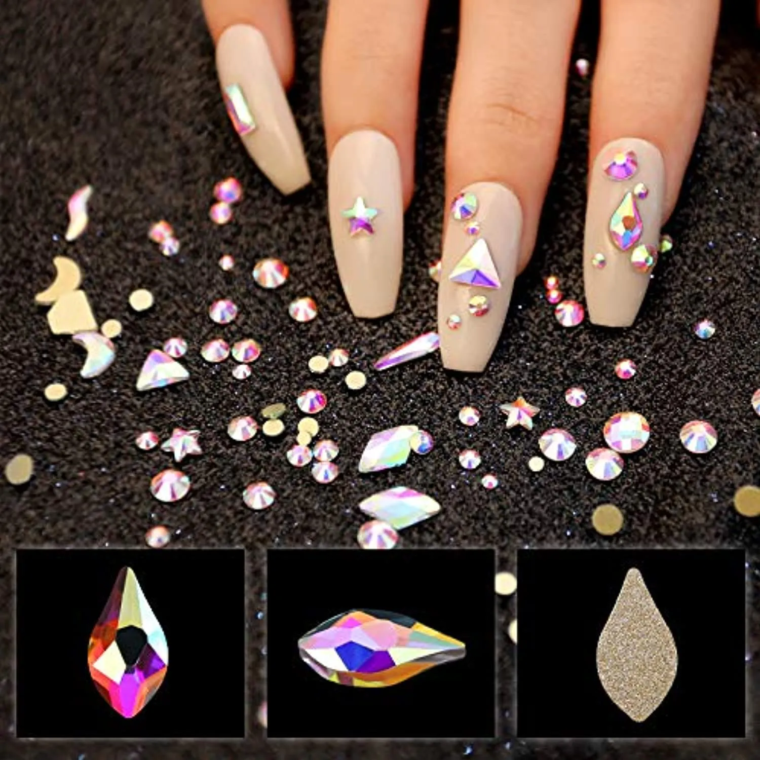 Nibiru Nail Rhinestones Kit, 3830pcs Multi Shapes Glass Crystal AB Rhinestones for Nail Decoration Mix Size Flatback Nail Jewels with Professional Wax Pen, Packaged in Diamond Storage Box (crystal ab)
