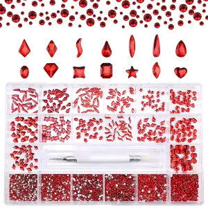 Nibiru Nail Rhinestones Kit, 3830pcs Multi Shapes Glass Crystal AB Rhinestones for Nail Decoration Mix Size Flatback Nail Jewels with Professional Wax Pen, Packaged in Diamond Storage Box (crystal ab)