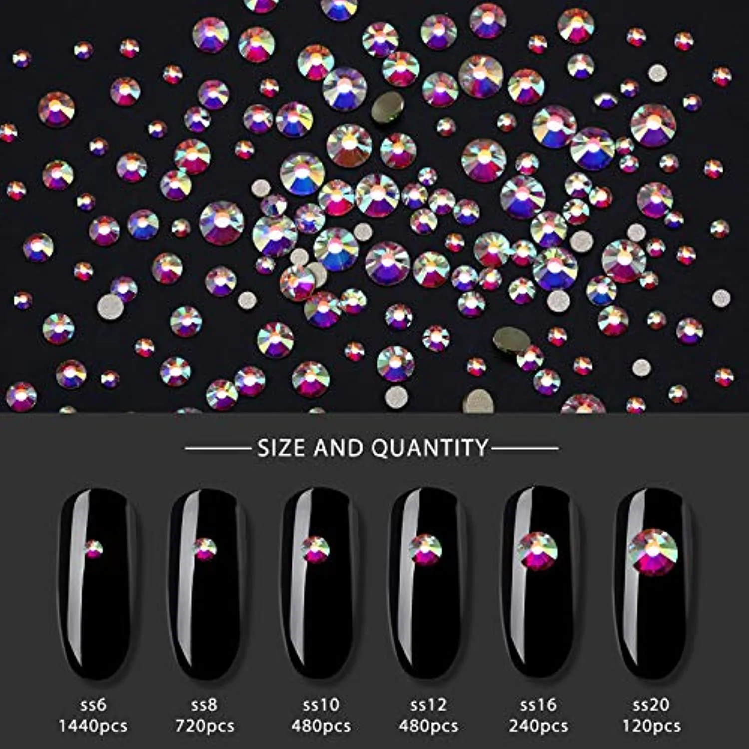 Nibiru Nail Rhinestones Kit, 3830pcs Multi Shapes Glass Crystal AB Rhinestones for Nail Decoration Mix Size Flatback Nail Jewels with Professional Wax Pen, Packaged in Diamond Storage Box (crystal ab)