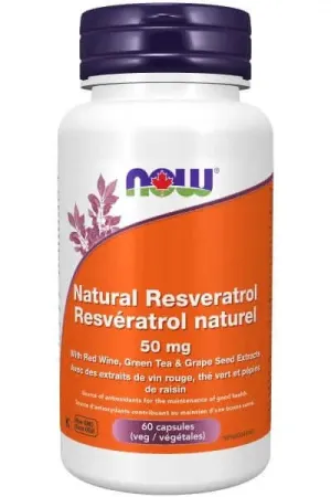 Now Resveratrol 50 mg Plus 60 Veg Capsules