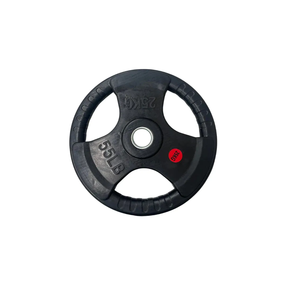 Olympic Rubber Coated Tri Grip Plate & Barbell Package | 80kg