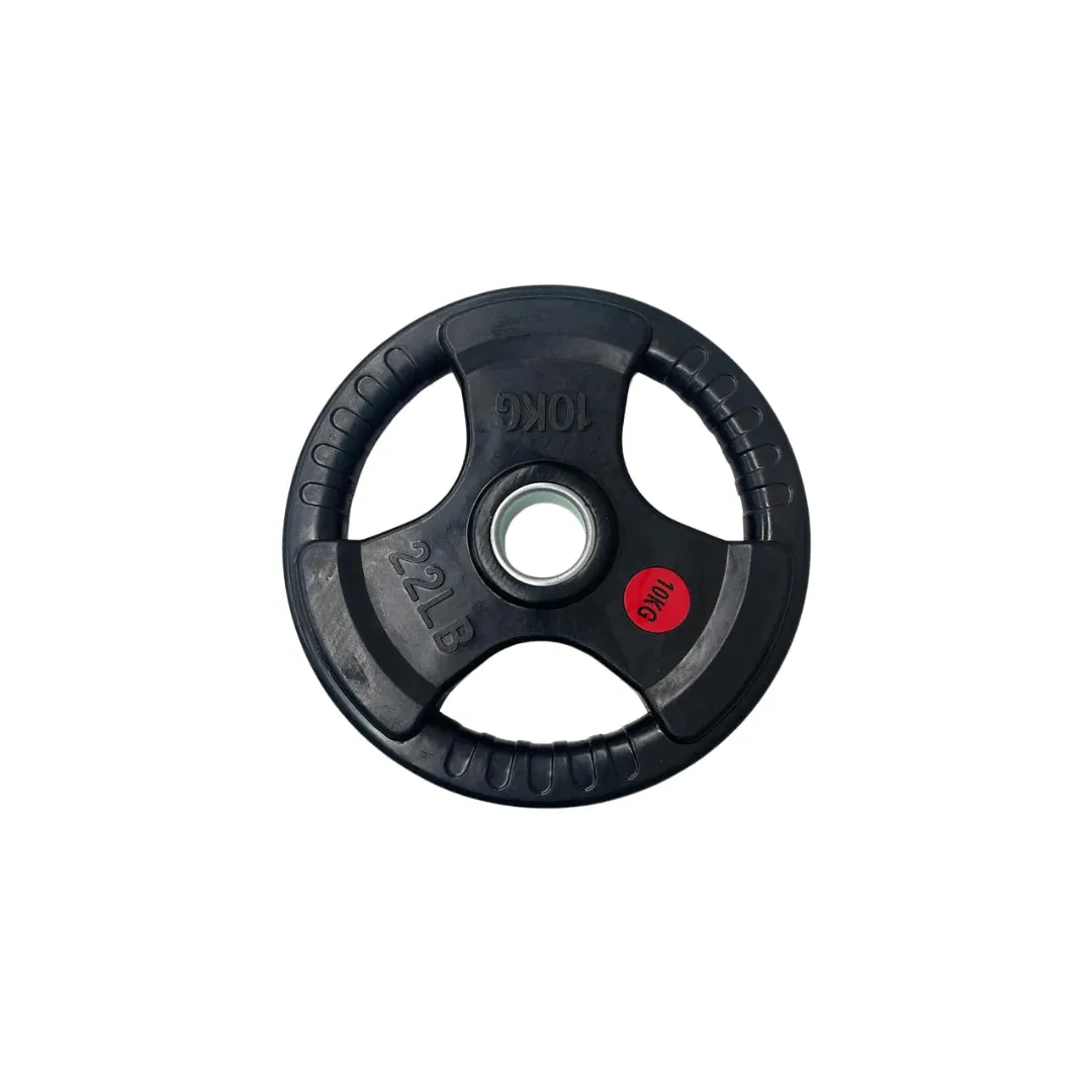 Olympic Rubber Coated Tri Grip Plate & Barbell Package | 80kg