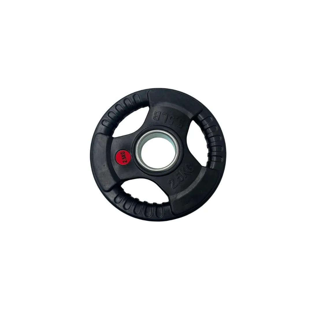 Olympic Rubber Coated Tri Grip Plate & Barbell Package | 80kg