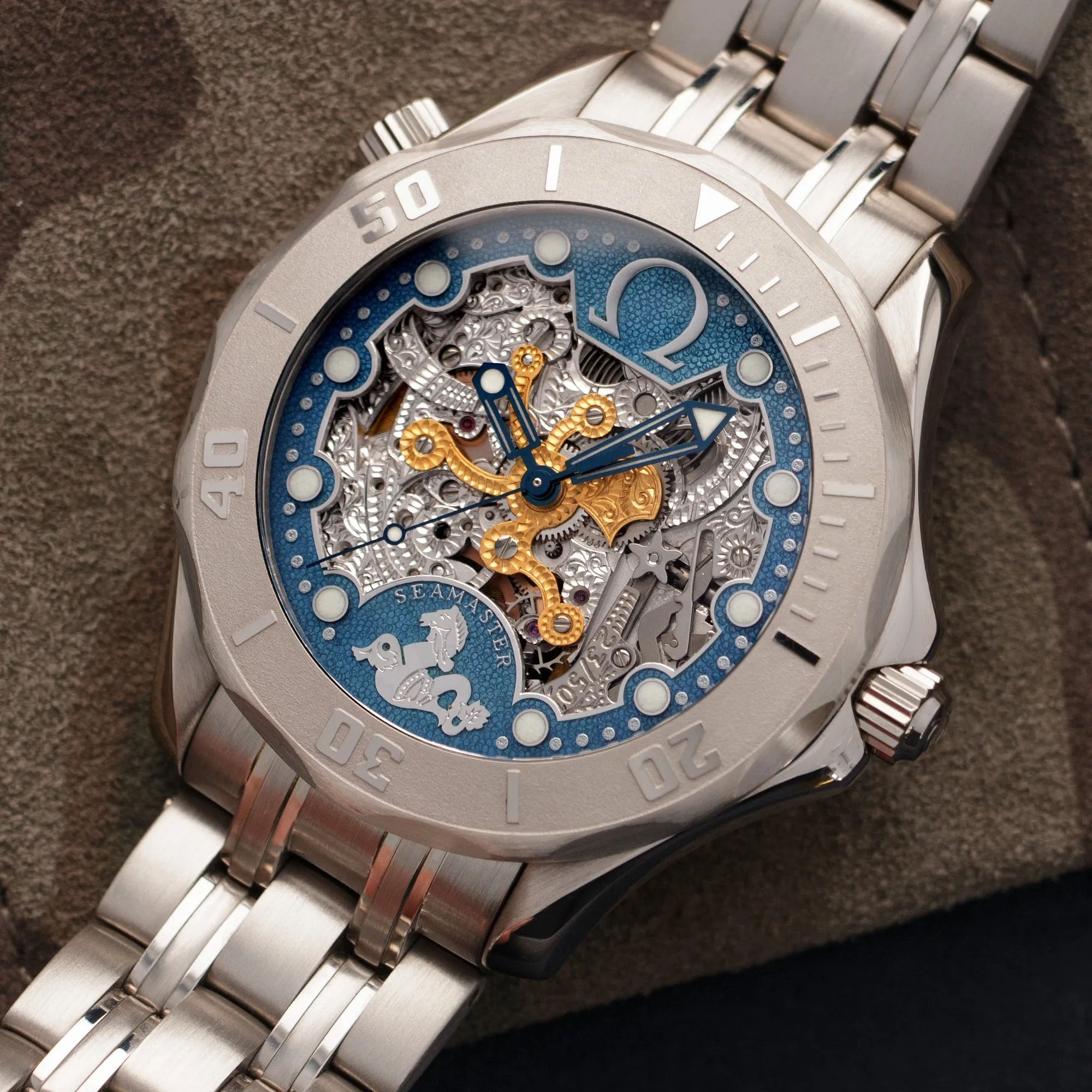 Omega White Gold Seamaster Skeleton 50th Anniversary Watch