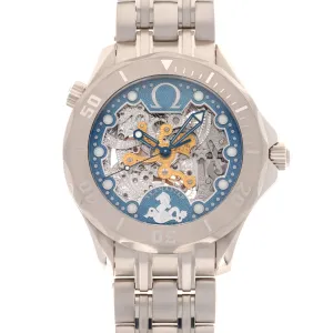 Omega White Gold Seamaster Skeleton 50th Anniversary Watch