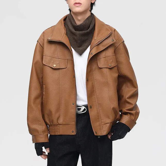 Oversized Faux Leather Bomber