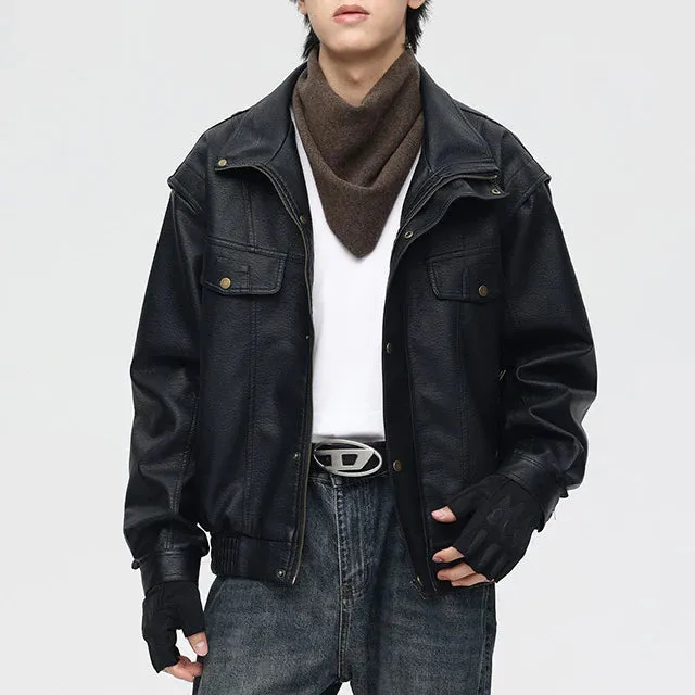 Oversized Faux Leather Bomber