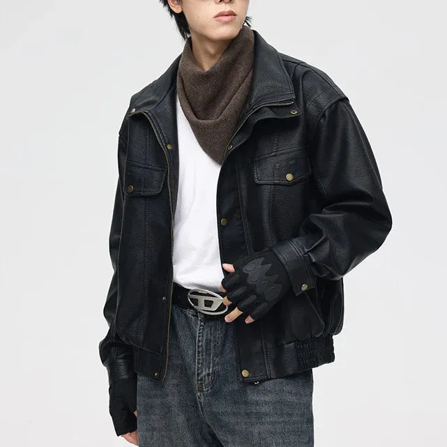 Oversized Faux Leather Bomber