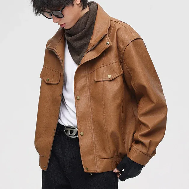 Oversized Faux Leather Bomber