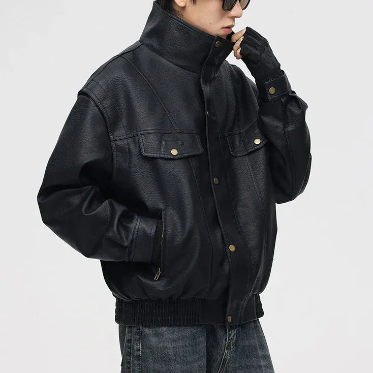 Oversized Faux Leather Bomber