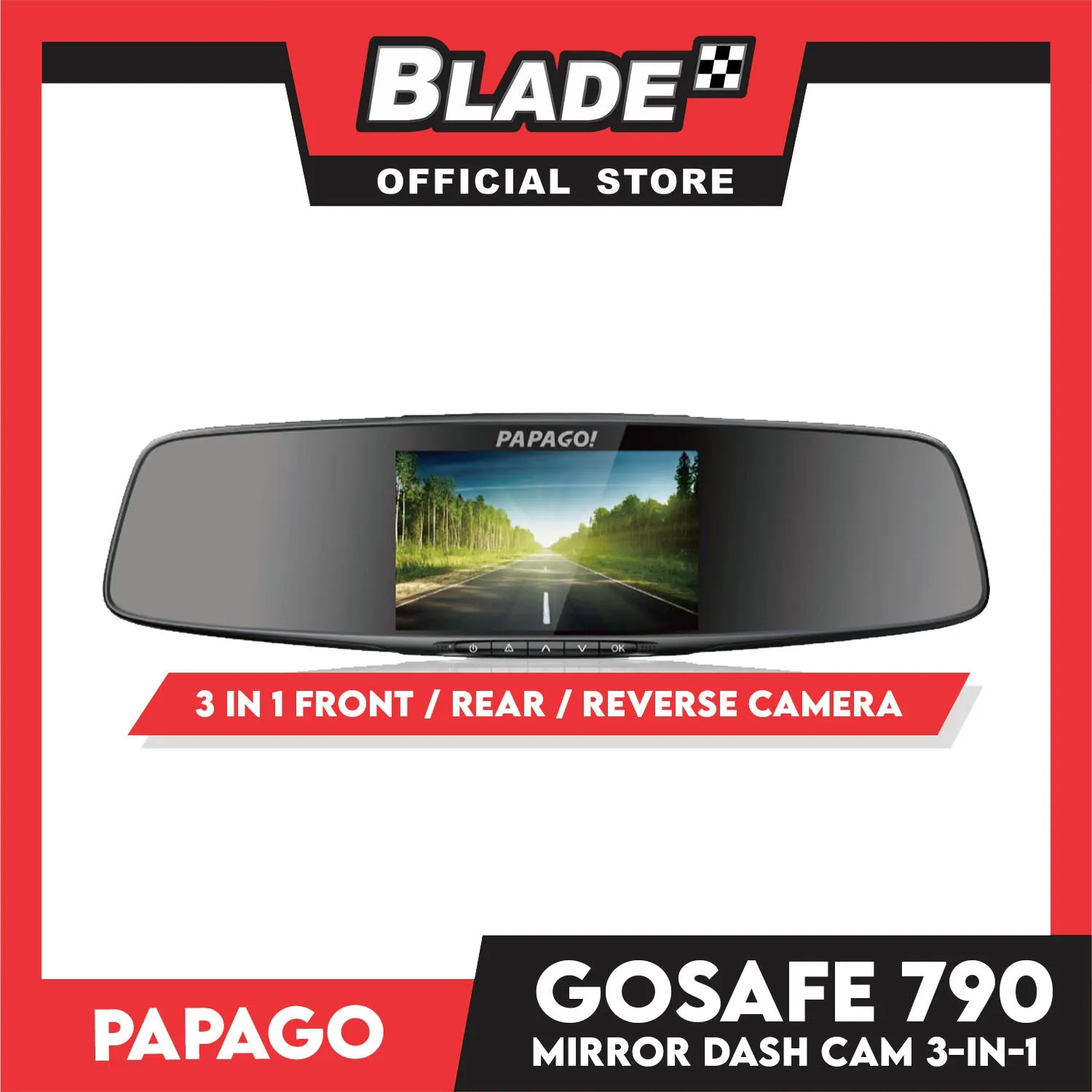 Papago Gosafe 790 Mirror Dash Camera- Front-Rear Reverse Camera