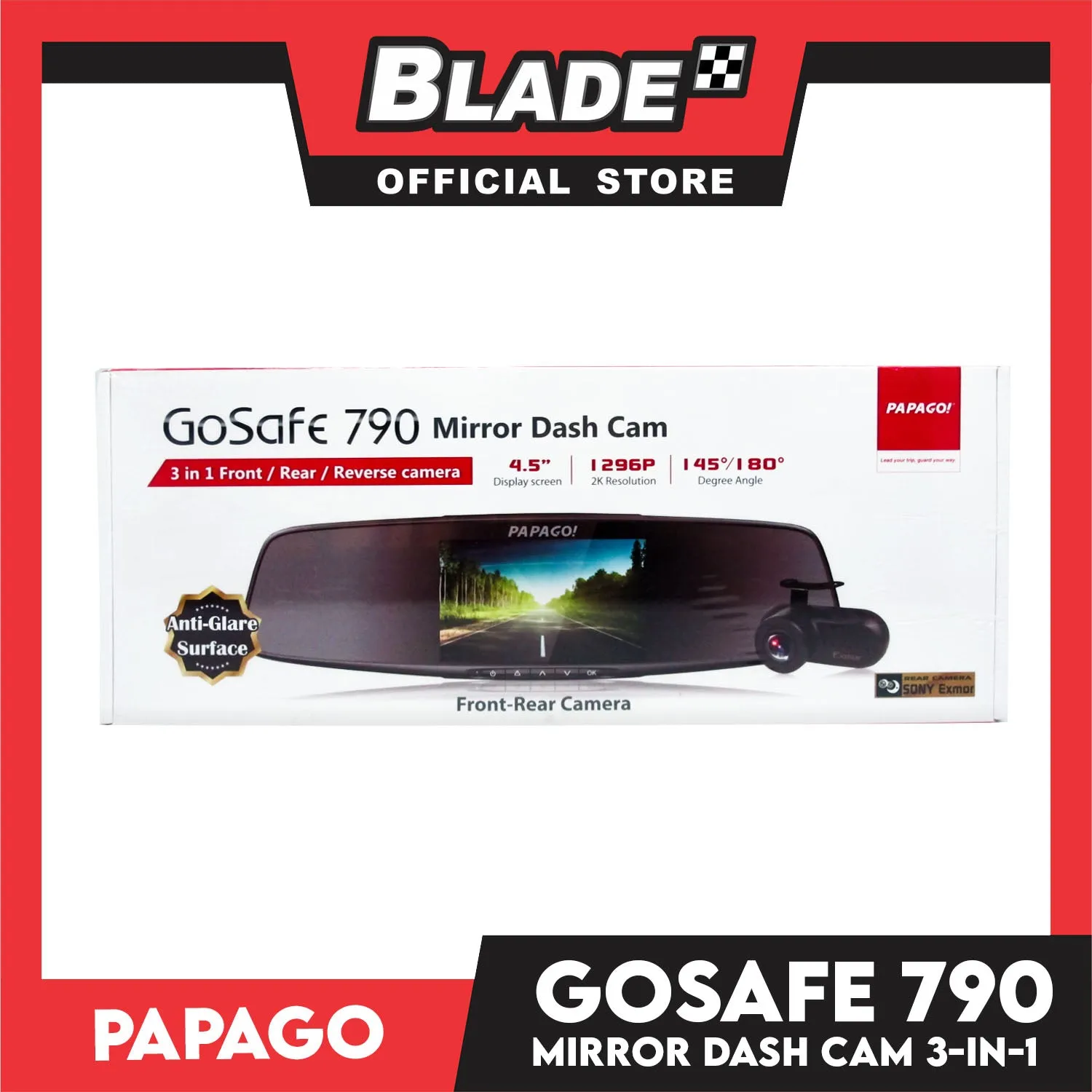 Papago Gosafe 790 Mirror Dash Camera- Front-Rear Reverse Camera