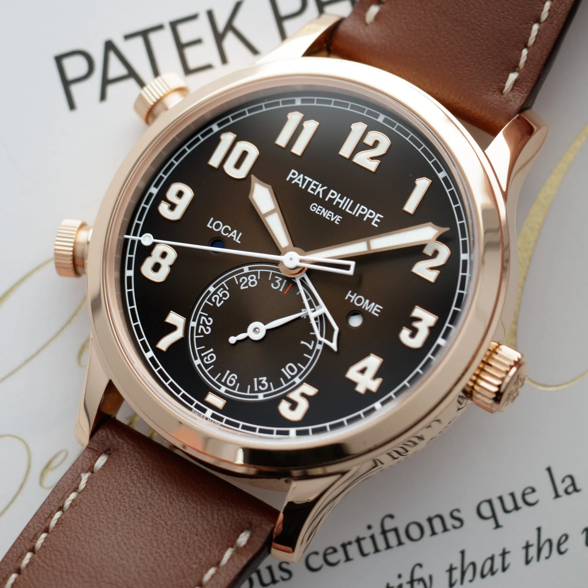 Patek Philippe Rose Gold Calatrava Pilot Travel Time Ref. 5524