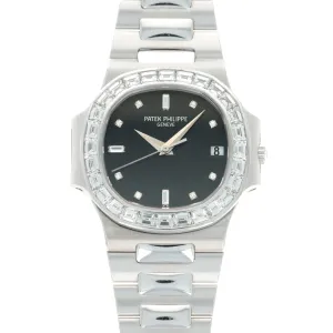 Patek Philippe White Gold Nautilus Baguette Diamond Watch Ref. 3800