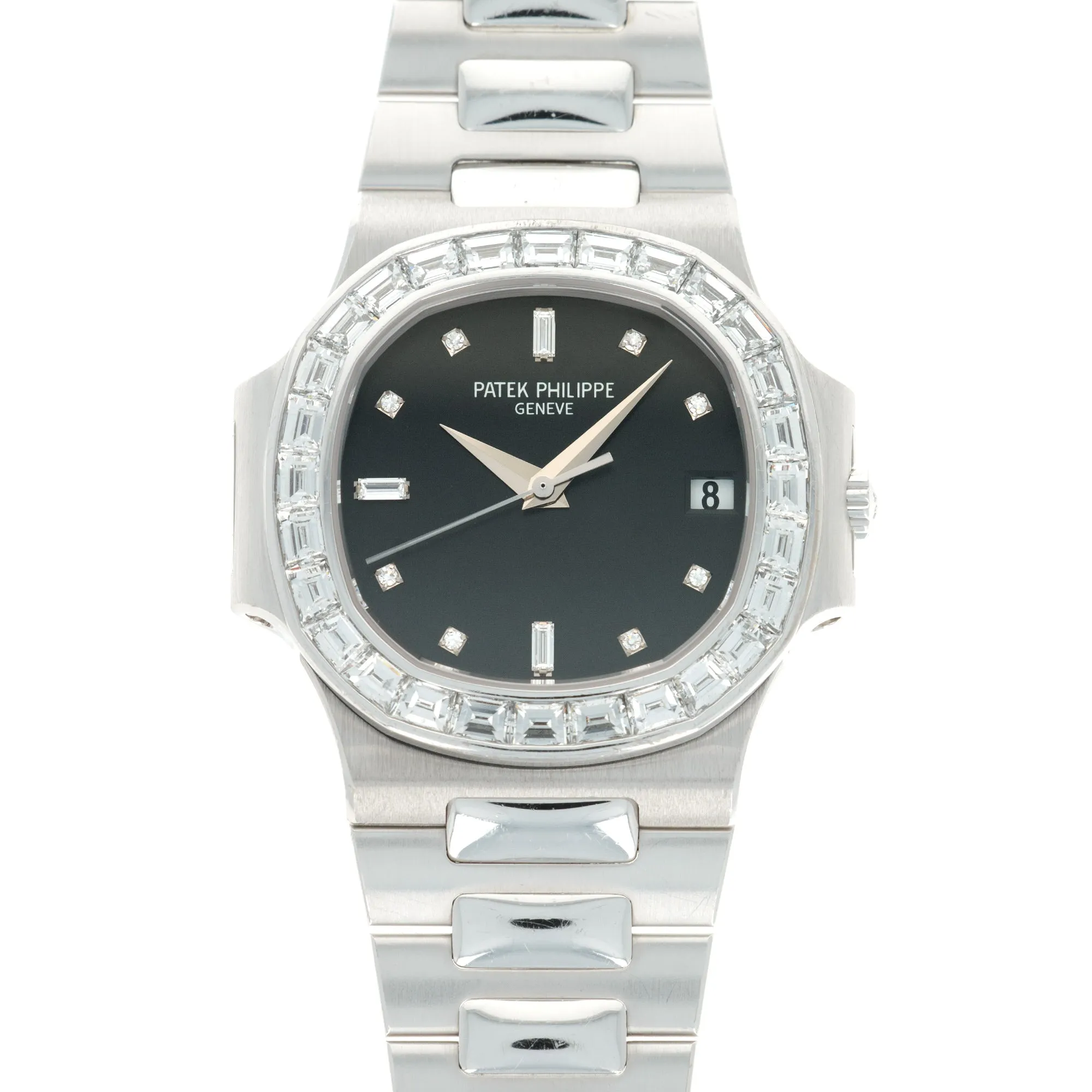 Patek Philippe White Gold Nautilus Baguette Diamond Watch Ref. 3800