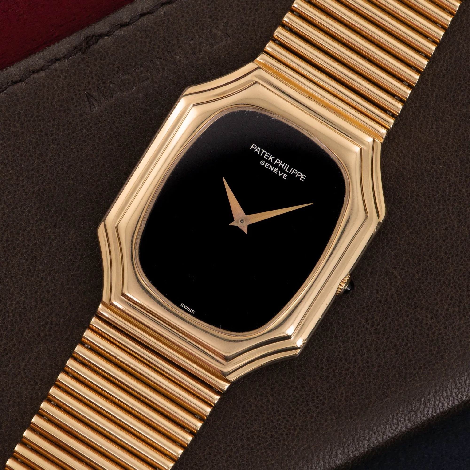 Patek Philippe Yellow Gold Onyx Watch, Ref. 3729