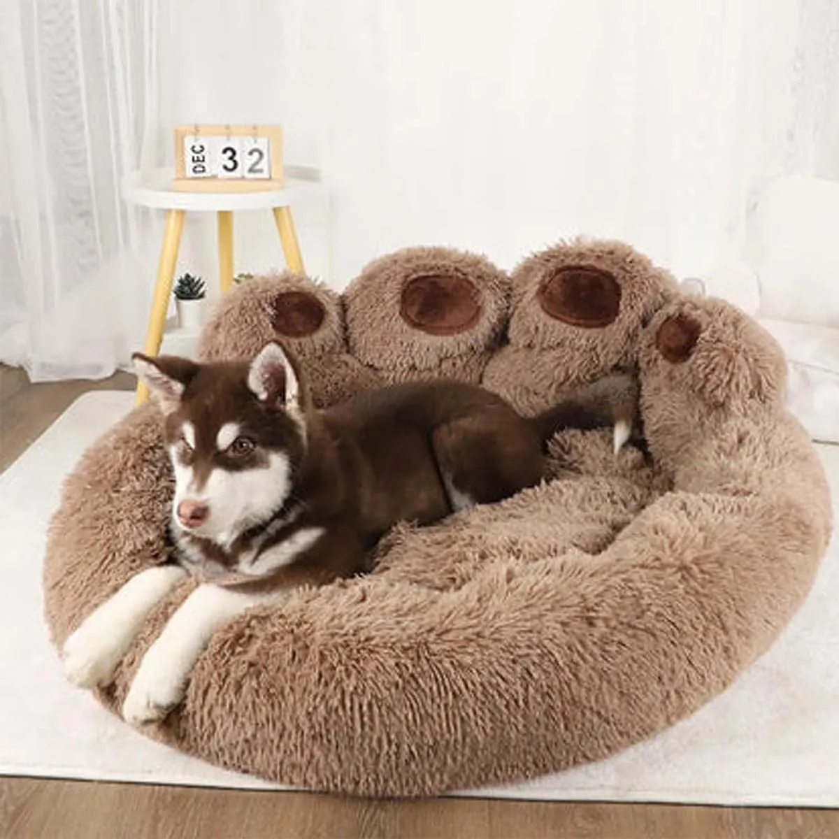 Paw Shaped Pet Bed, Soothing Paw Dog Bed, Bear Paws Dog Bed, Cute Bear Paw Shape Dog Bed, Dog Bed Cat Pet Sofa Cute Bear Paw Shape Comfortable Cozy (M,Brown)