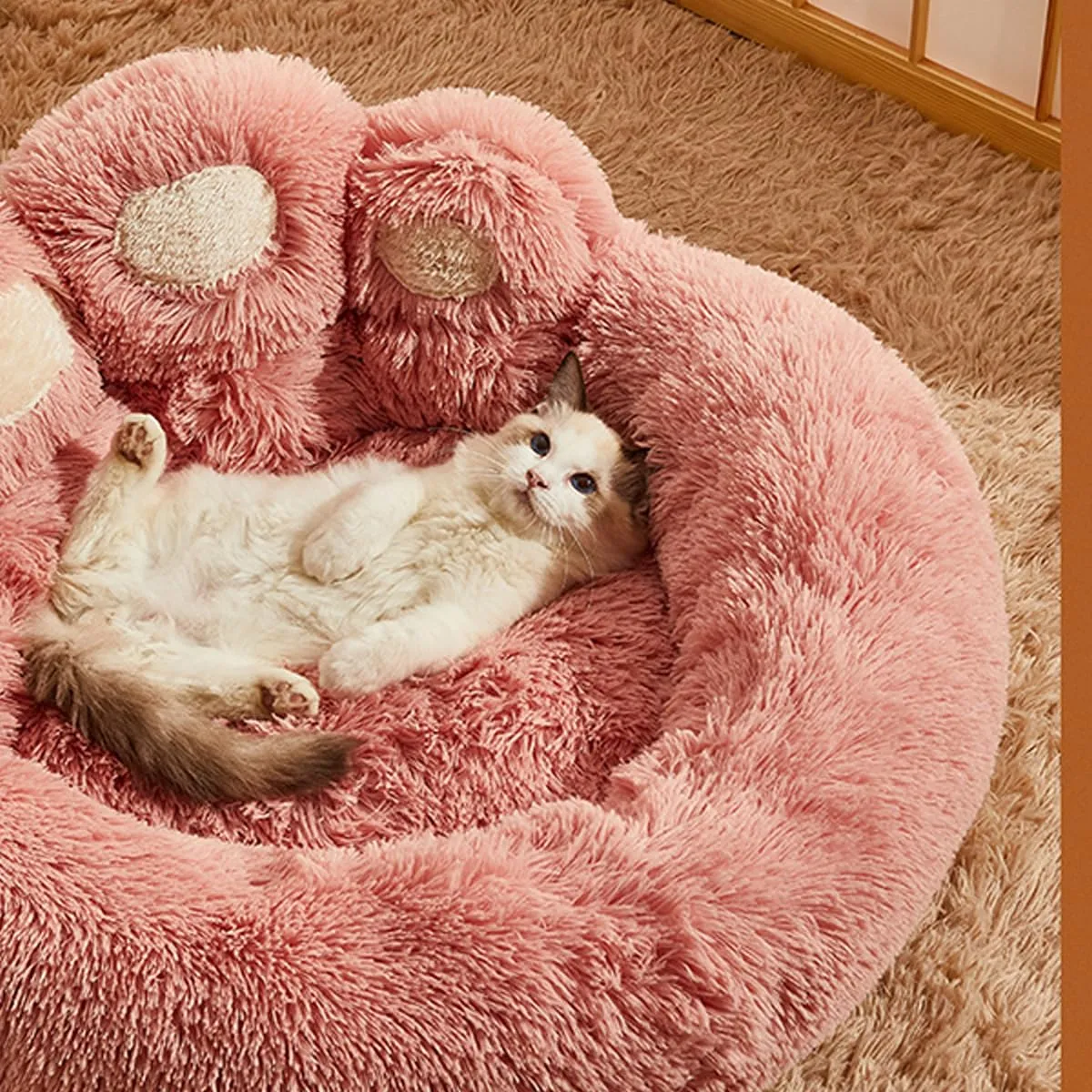 Paw Shaped Pet Bed, Soothing Paw Dog Bed, Bear Paws Dog Bed, Cute Bear Paw Shape Dog Bed, Dog Bed Cat Pet Sofa Cute Bear Paw Shape Comfortable Cozy (M,Brown)