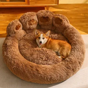Paw Shaped Pet Bed, Soothing Paw Dog Bed, Bear Paws Dog Bed, Cute Bear Paw Shape Dog Bed, Dog Bed Cat Pet Sofa Cute Bear Paw Shape Comfortable Cozy (M,Brown)