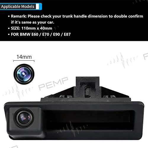 PEMP AHD Rear Camera 1080P 30FPS Parking Rear View Camera for BMW E60 E70 E90 E87 (AHD 110*40)