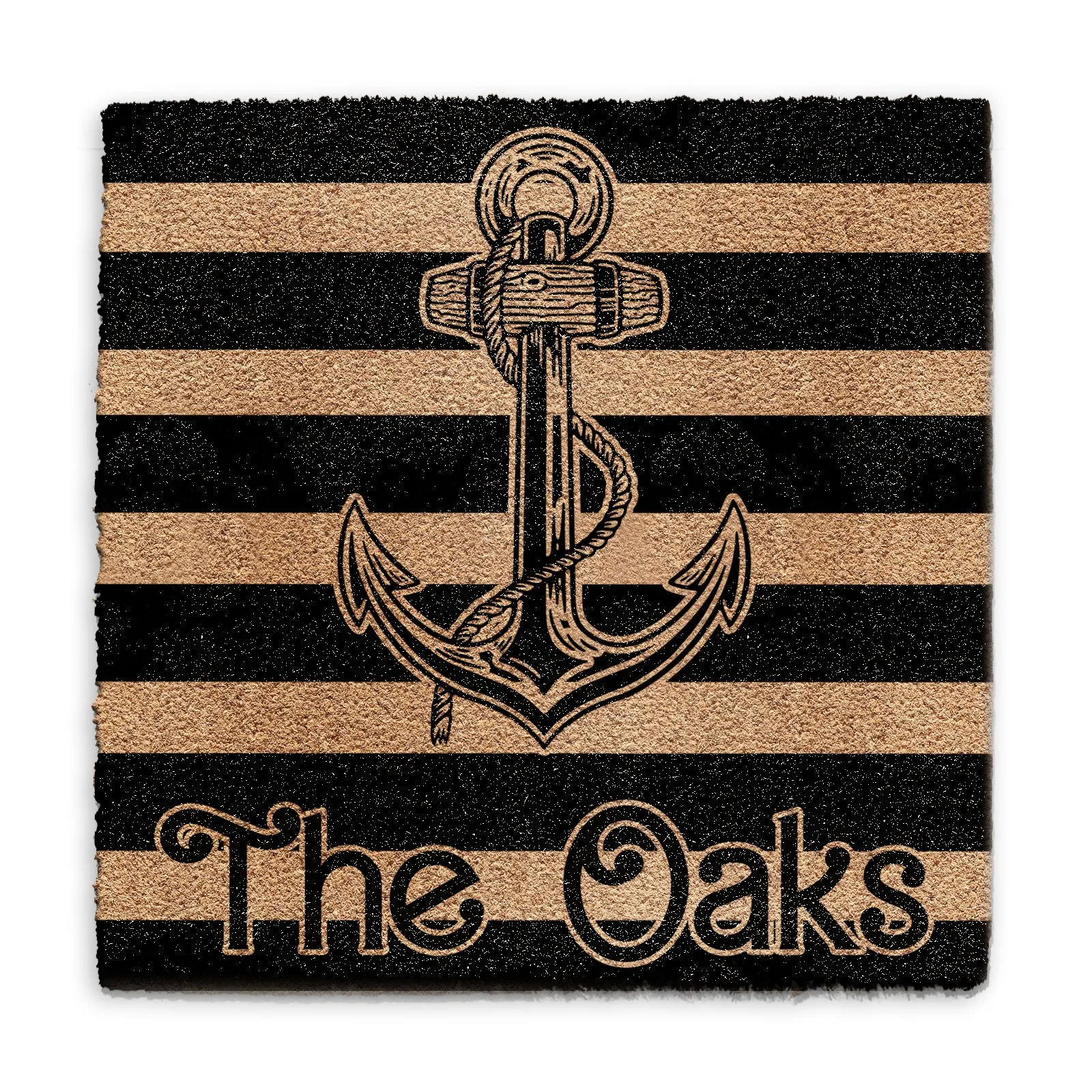 Personalised Doormat - Striped Anchor and Name