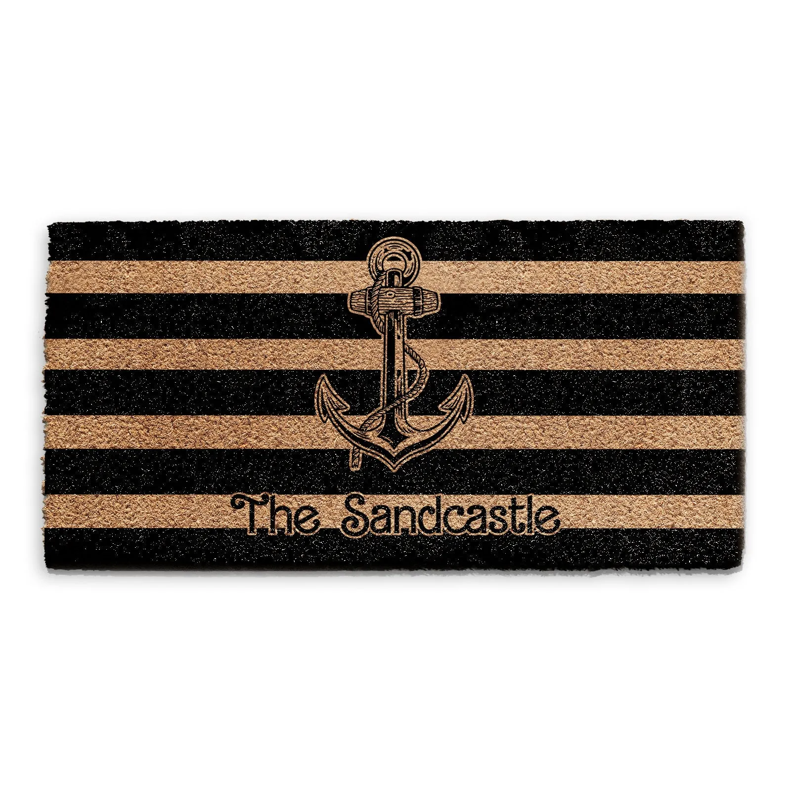 Personalised Doormat - Striped Anchor and Name