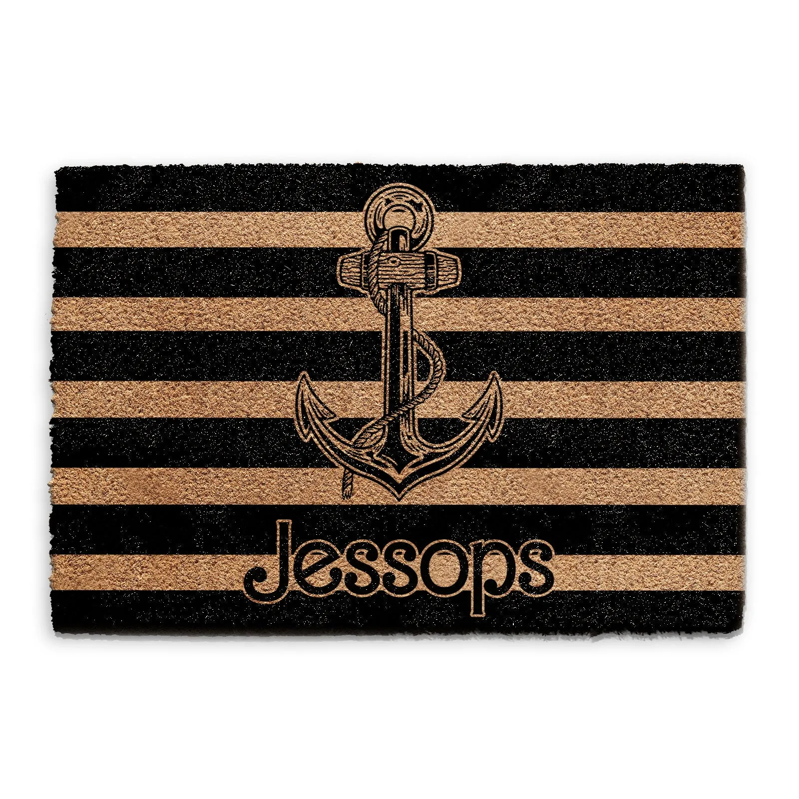 Personalised Doormat - Striped Anchor and Name