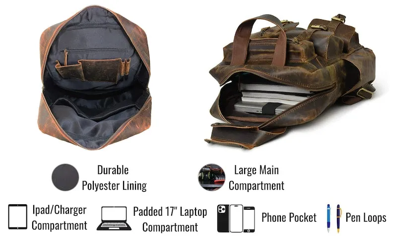 Personalized Genuine Leather Backpack