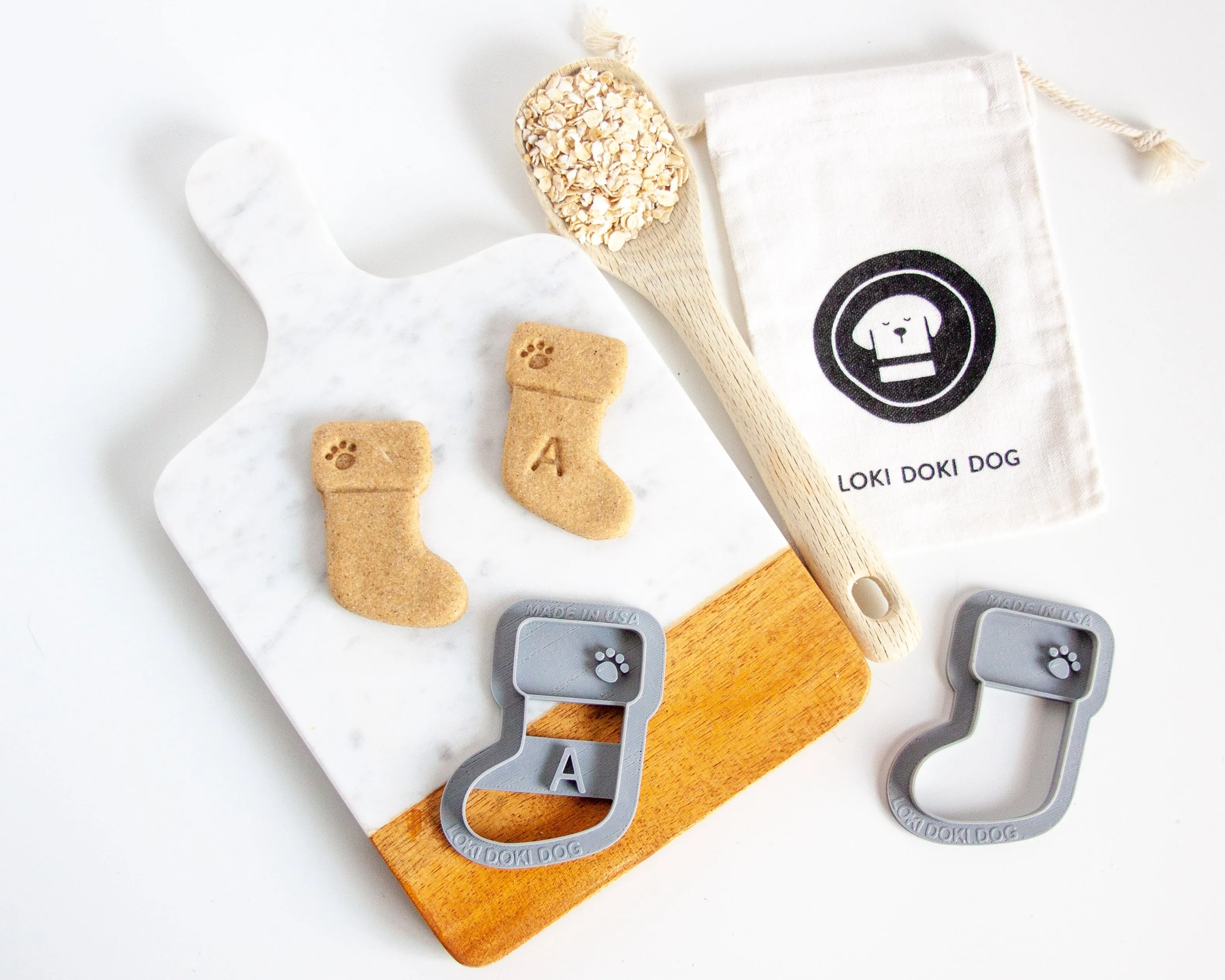 Personalized, Monogrammed Stocking Cookie Cutter-  Christmas Dog Cookie Cutter