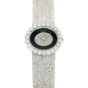 Piaget White Gold Diamond Onyx Watch, 1970s