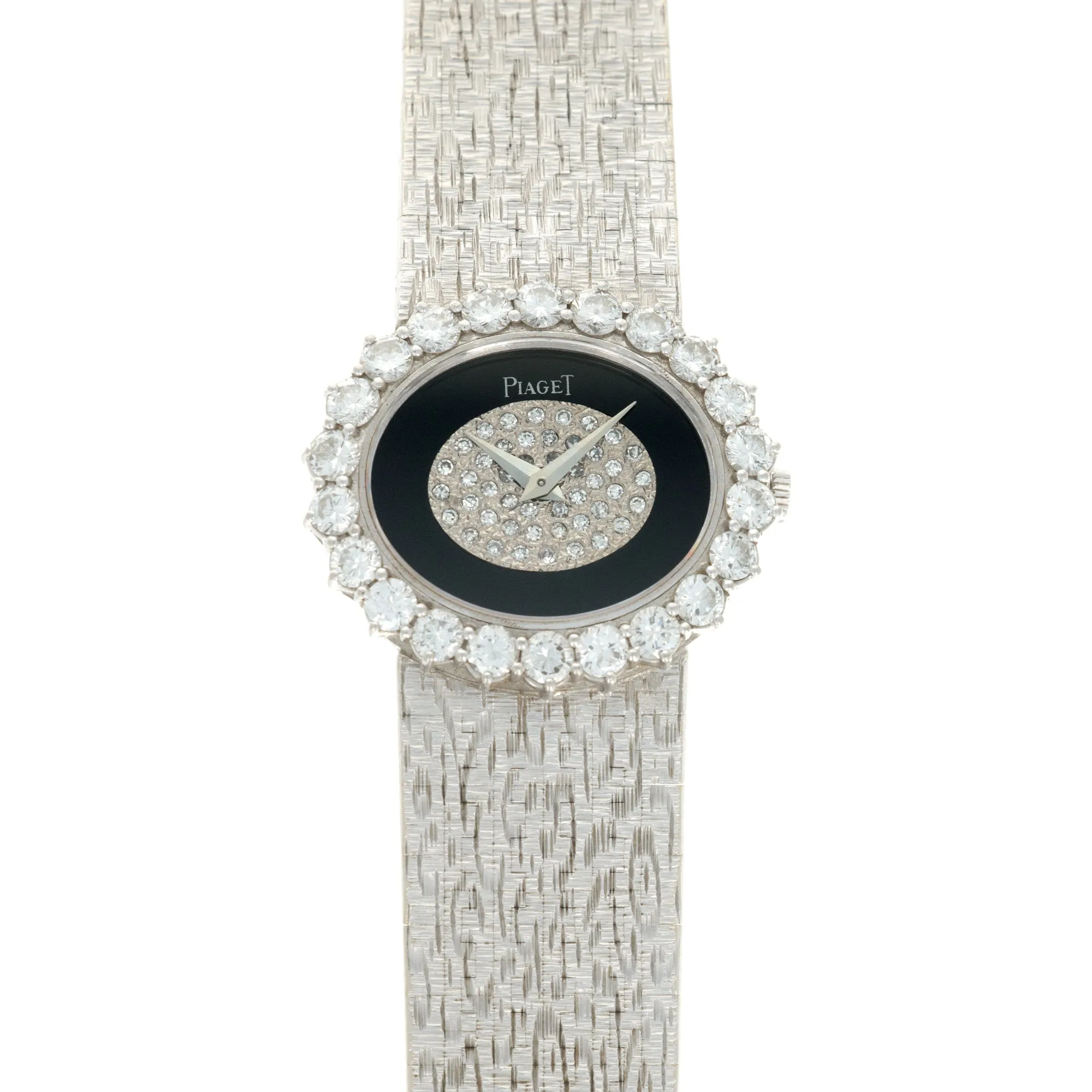 Piaget White Gold Diamond Onyx Watch, 1970s