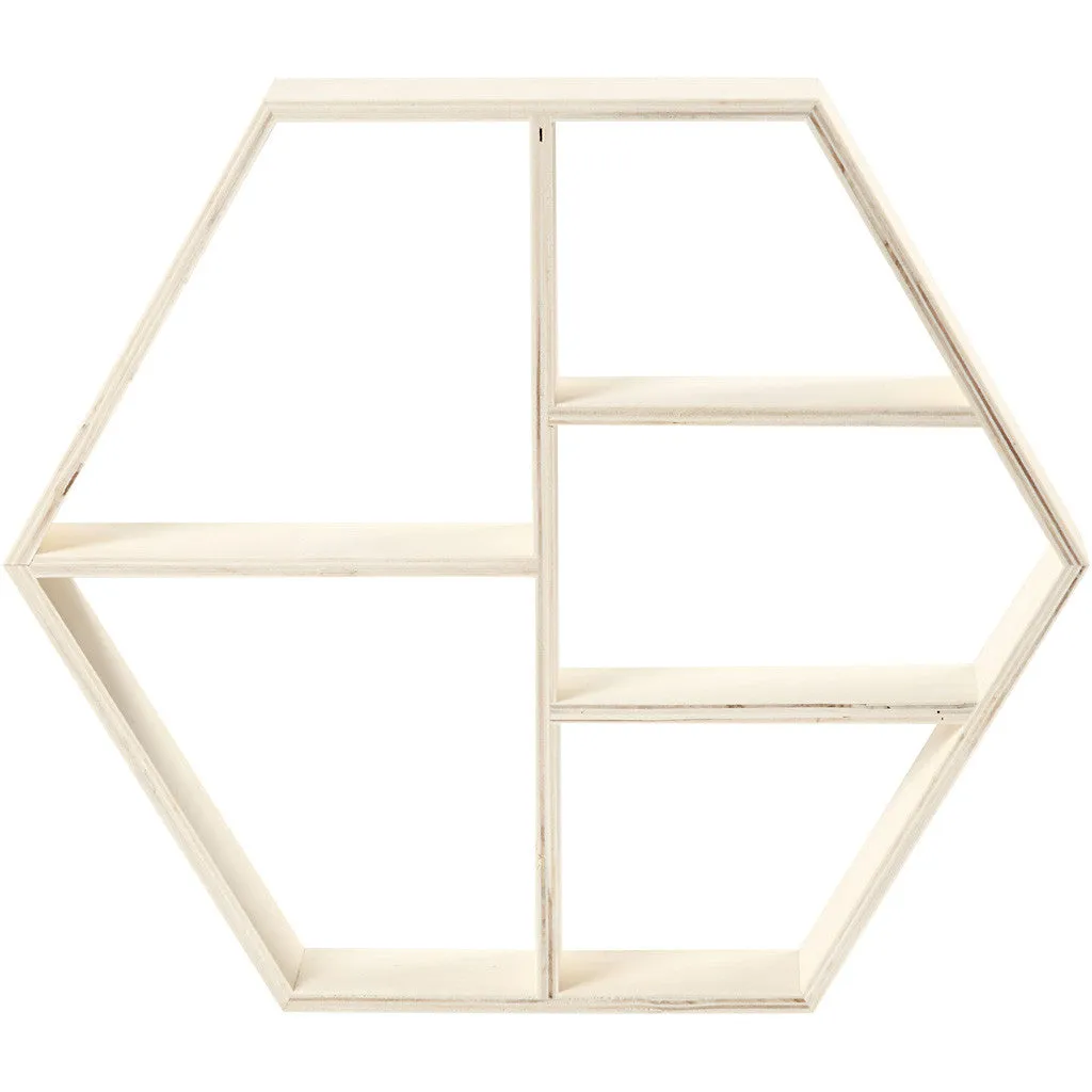Plywood Hexagonal Frame Shelf Home Furnishings Decorations Crafts 38.5x33.5x5 cm