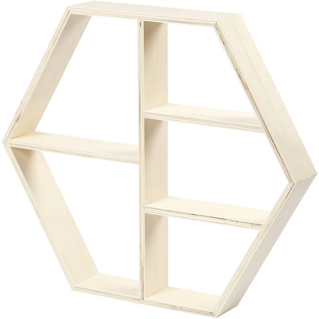 Plywood Hexagonal Frame Shelf Home Furnishings Decorations Crafts 38.5x33.5x5 cm