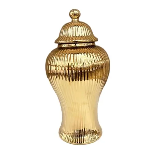 Porcelain Ginger Jar Chinese Ceramic Vase for Desktop Bookshelf Dining Table Gold|Home & Garden | Home Decor| Vases|1 Porcelain Ginger Jar