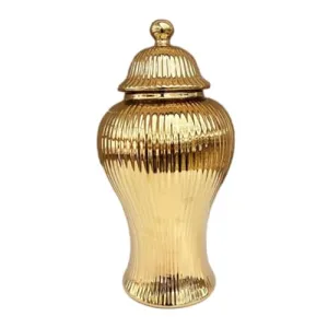 Porcelain Ginger Jar Chinese Ceramic Vase for Desktop Bookshelf Dining Table Gold|Home & Garden | Home Decor| Vases|1 Porcelain Ginger Jar