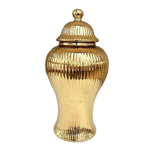 Porcelain Ginger Jar Chinese Ceramic Vase for Desktop Bookshelf Dining Table Gold|Home & Garden | Home Decor| Vases|1 Porcelain Ginger Jar