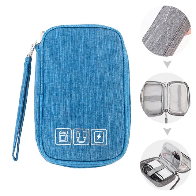 Portable Digital Storage Bags Organizer USB Gear Cables Wires Charger Power Battery Zipper Phone Bag Case Accessories Item