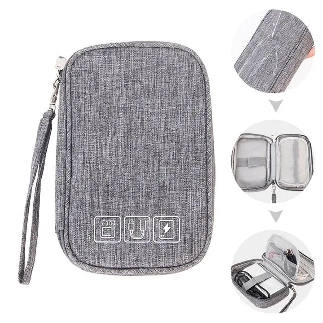 Portable Digital Storage Bags Organizer USB Gear Cables Wires Charger Power Battery Zipper Phone Bag Case Accessories Item