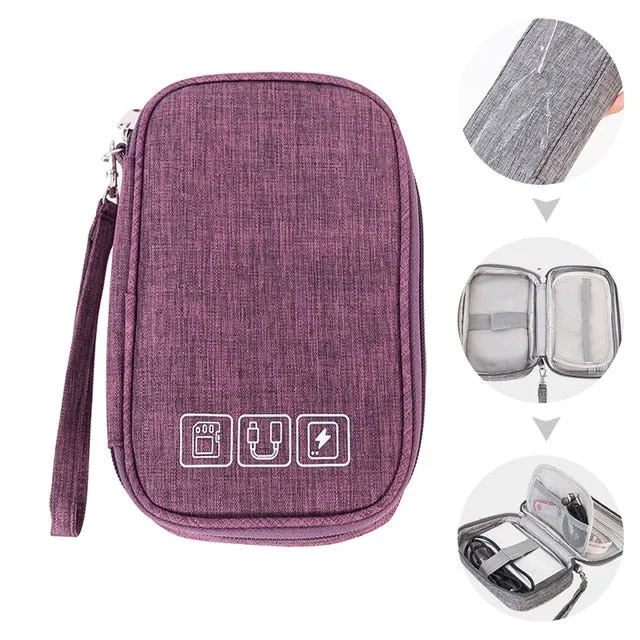 Portable Digital Storage Bags Organizer USB Gear Cables Wires Charger Power Battery Zipper Phone Bag Case Accessories Item