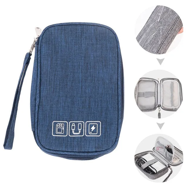 Portable Digital Storage Bags Organizer USB Gear Cables Wires Charger Power Battery Zipper Phone Bag Case Accessories Item