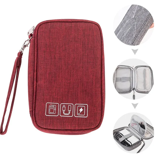 Portable Digital Storage Bags Organizer USB Gear Cables Wires Charger Power Battery Zipper Phone Bag Case Accessories Item