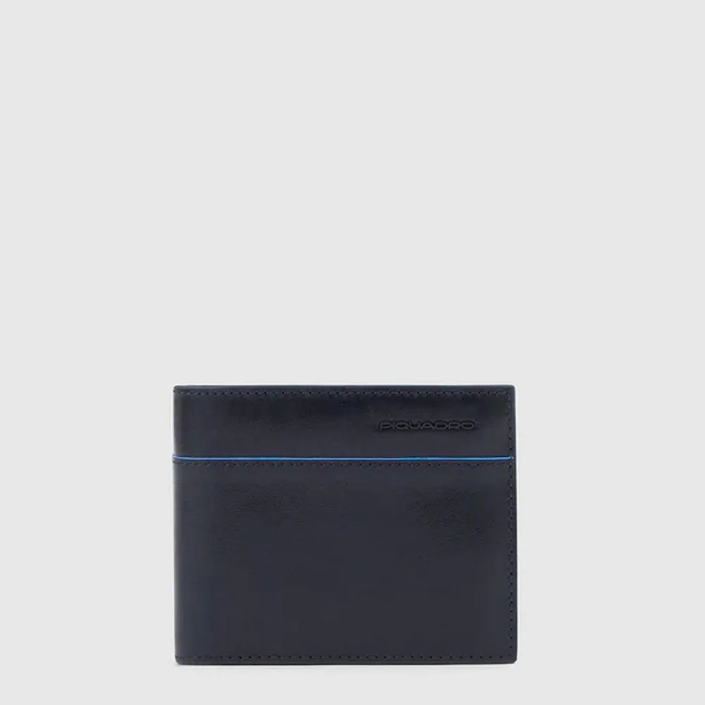 Portafoglio da Uomo Piquadro Porta Monete e Porta Documenti Rimovibile Blue Square Revamp Blu