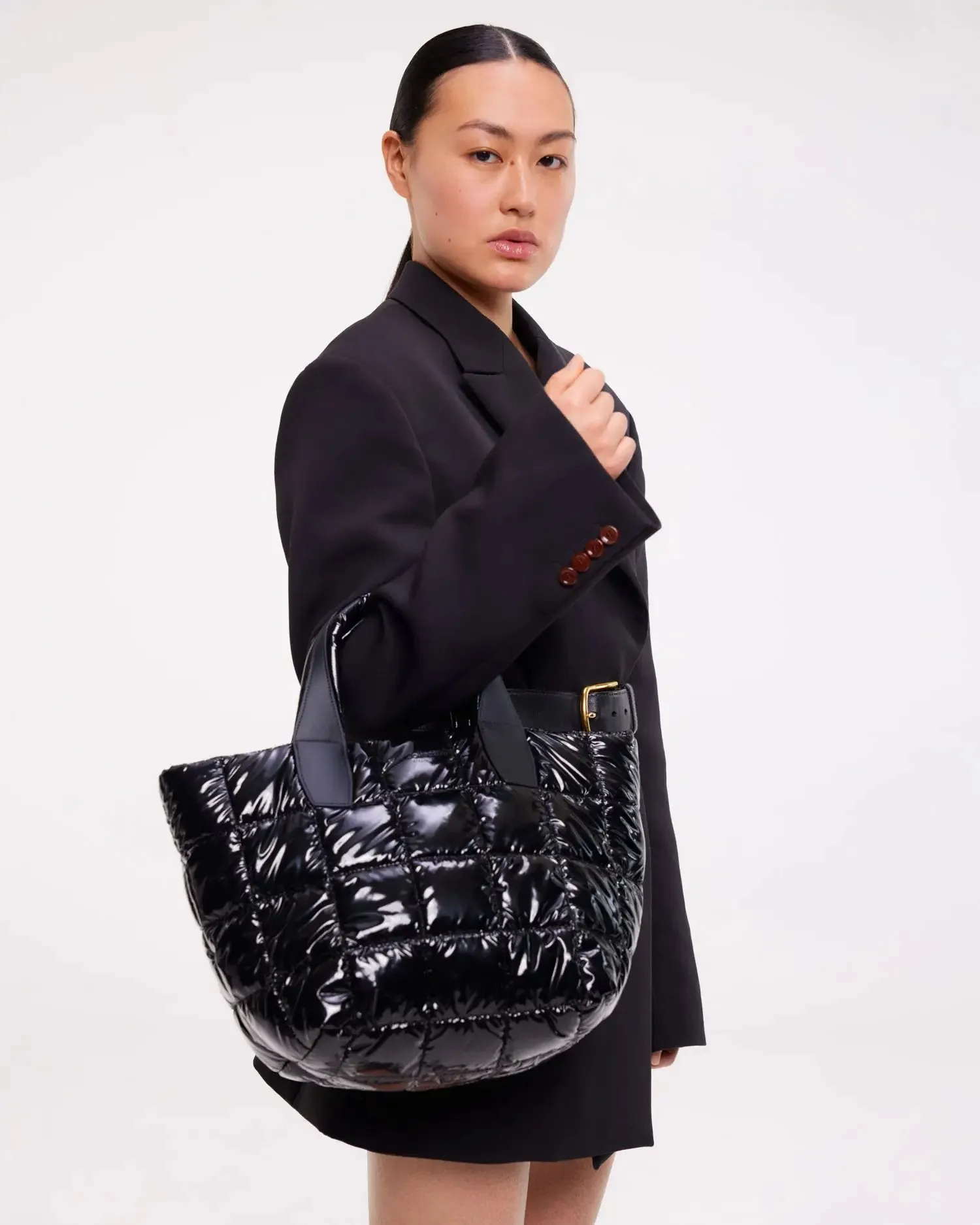 Porter Tote Small in Black Vinyl