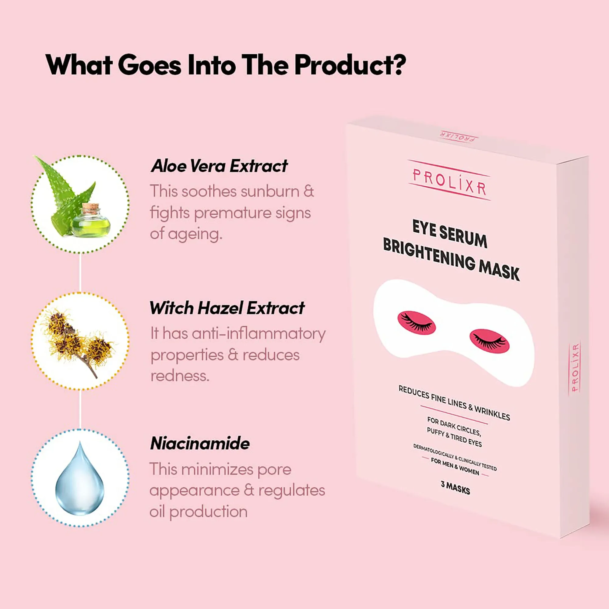 Prolixr Eye Serum Brightening Mask - 1 pair | Reduce Wrinkles, Dark Circles, Puffy and Tired Eyes | Under Eye Mask for Dark Circles | Eye Mask with Cooling Gel