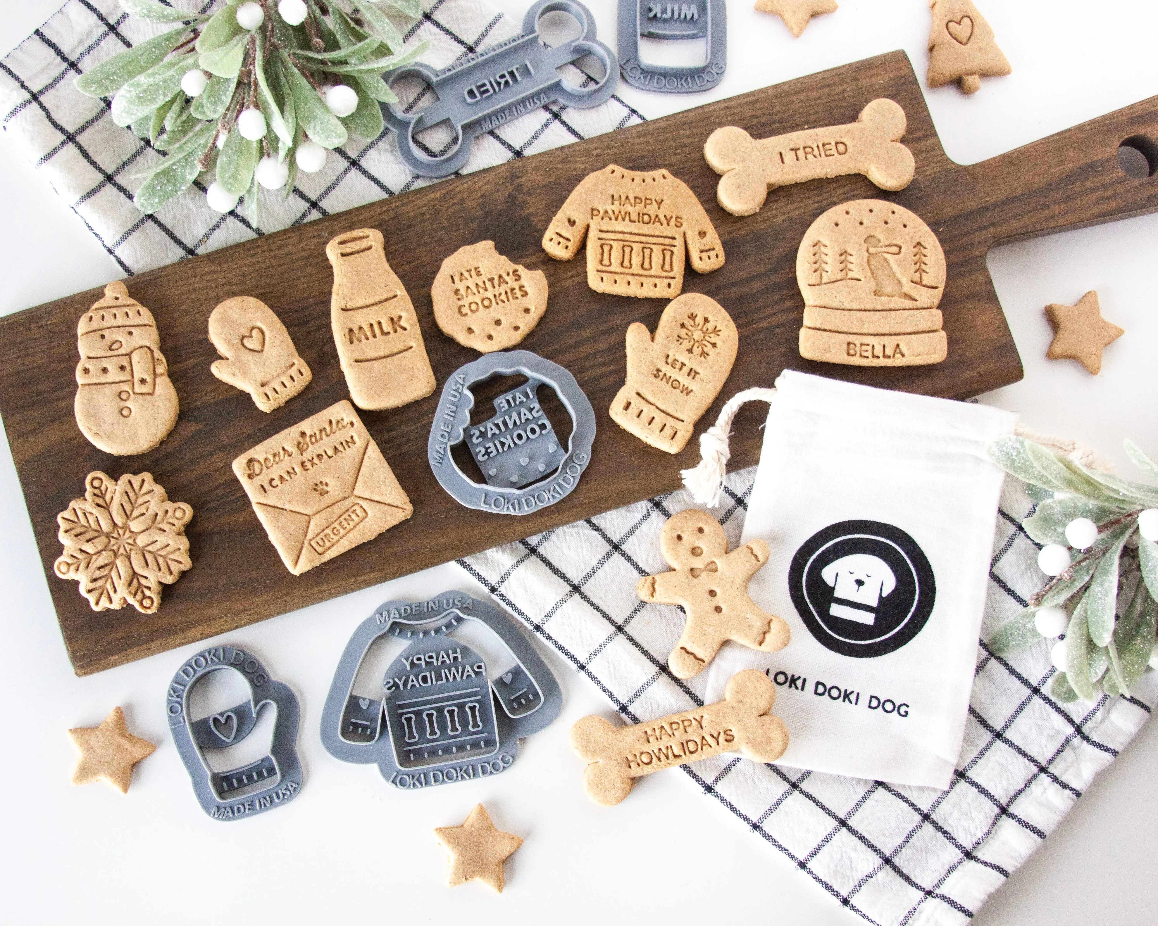 "Let it Snow" Mitten & Snowflake Dog Biscuit Cutters (BUNDLE of 2)