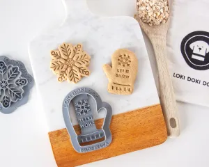 "Let it Snow" Mitten & Snowflake Dog Biscuit Cutters (BUNDLE of 2)