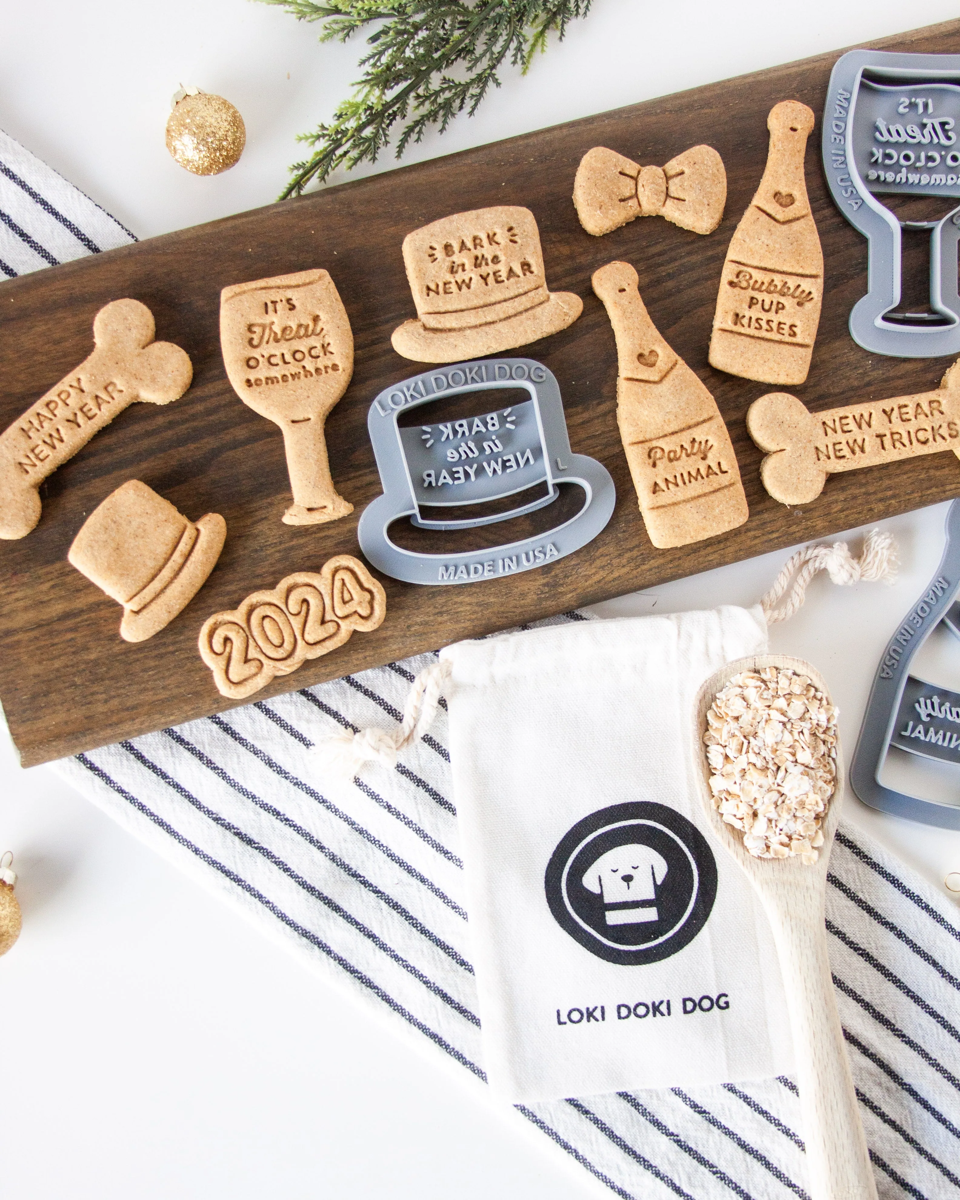 "Treat O' Clock" Wine Glass   Bottle Dog Biscuit Cookie Cutters (BUNDLE of 2)